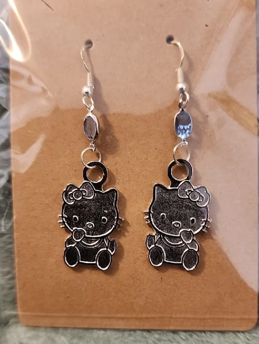 Silver Kitty Dangle Earrings - Cute Cat Charm